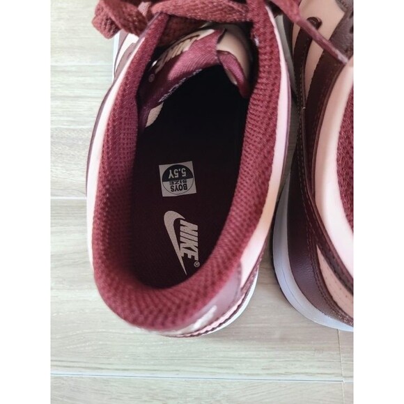 Nike Dunk Low Dark Team Red FB9109-600 Youth 5.5 GS Sneakers Maroon Pink Leather - Picture 6 of 10
